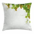 thumbnail image 1 of Grapes Home Decor Throw Pillow Cushion Cover, Collage of Wine Leaves on Bunch Farming Natural Rural Food Berry Image, Decorative Square Accent Pillow Case, 16 X 16 Inches, Green Yellow, by Ambesonne, 1 of 2