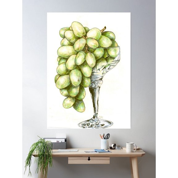 Grapes In A Glass Poster Wall Art, Modern Wall Decor For Living Room Bedroom, 24x36 UNFRAMED