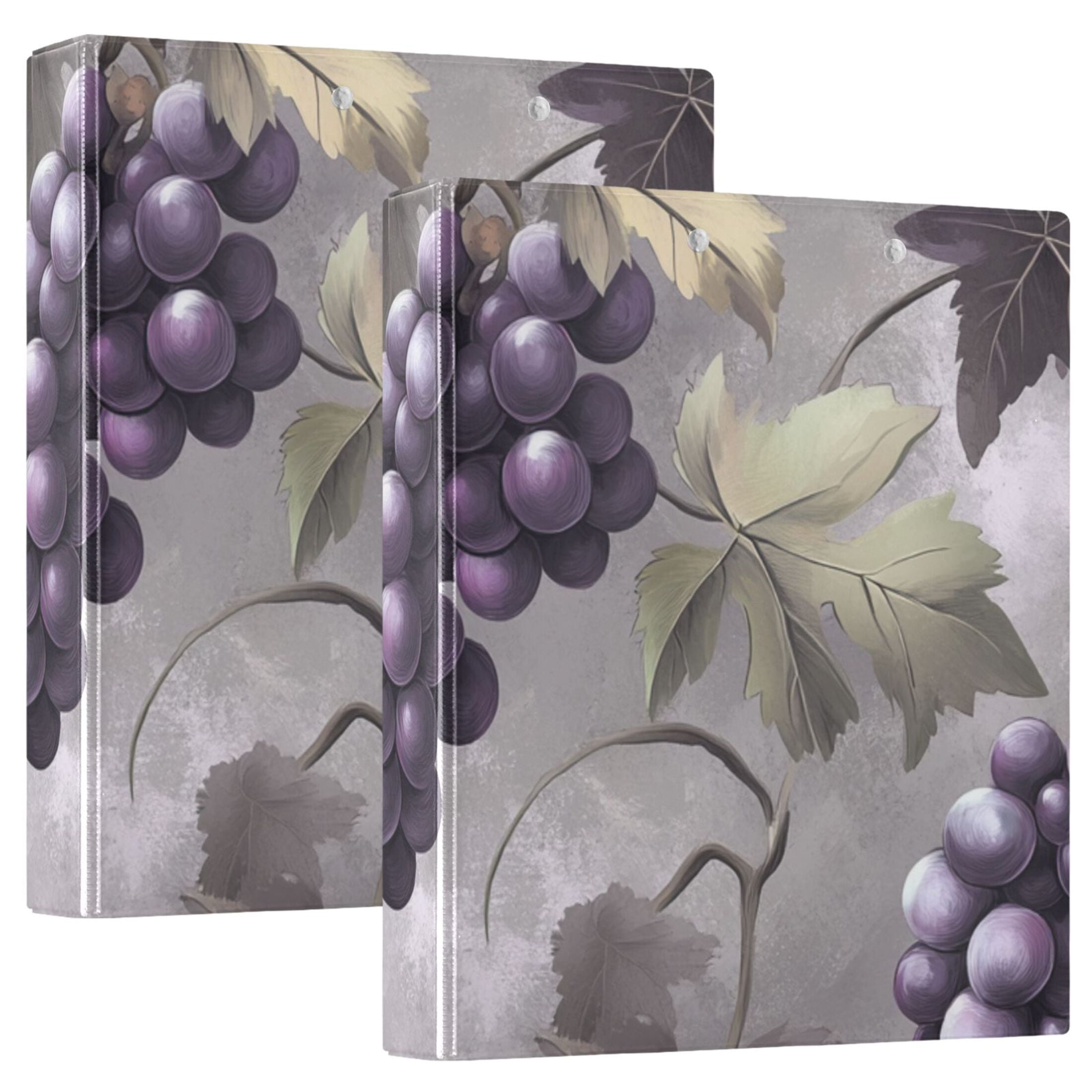 Grapes Leaves 3 Ring Binders 1.5 inch Hardcover File Folders with Interior Pockets A4 Size Organizer for School Office Hospital