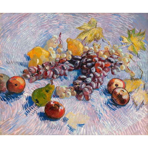 Grapes, Lemons, Pears, and Apples by Vincent van Gogh - 12" x 18" Art Print Wall Decor