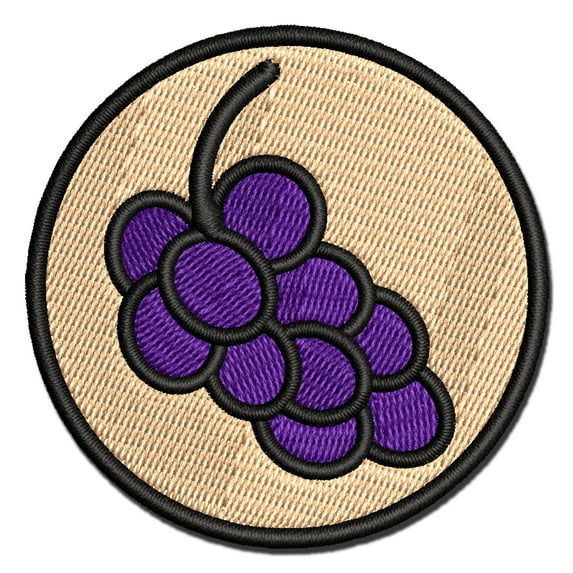 Grapes Outline Doodle Applique Multi-Color Embroidered Iron-On Patch - 2.0 Inch Mini
