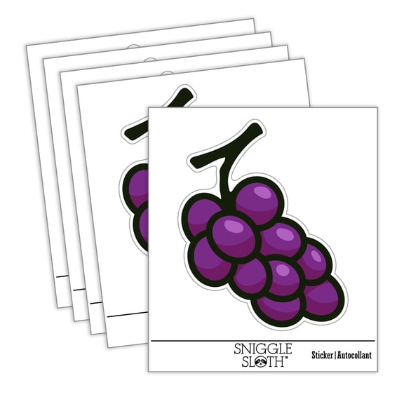 Grapes Outline Doodle Car Window Bumper Water Bottle Phone Tablet Laptop Waterproof Vinyl Decal Sticker Set 5-Pack - Gloss Finish - 2.0"