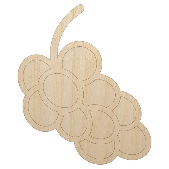 Grapes Outline Doodle Wood Shape Unfinished Piece Cutout Craft DIY Projects - 4.70 Inch Size - 1/4 Inch Thick