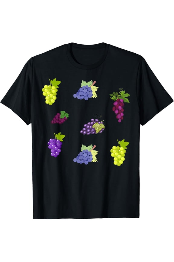 Grapes Pattern, Juicy Ripe Red, Blue, Purple, Green Grapes T-Shirt