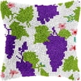 thumbnail image 1 of Grapes Pattern Latch Hook Pillow Kits DIY Pillowcase Crochet Hook Cushion Making Kits with Preprinted Pattern Canvas Instruction Yarns Pillow Cover Easy Starter DIY Kits 43x43cm（k35), 1 of 6