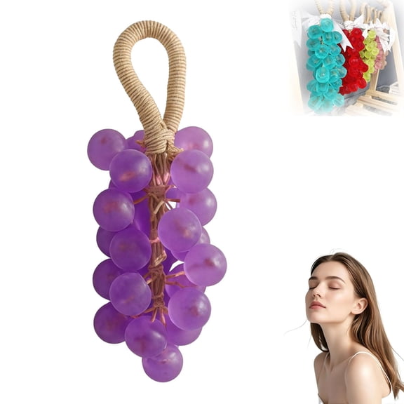 Grapes Soap on a Rope, Handmade Grape Soap – Soap Grapes on a Rope Cluster Shaped Soaps for Shower Hanging, Bathroom Kitchen Decor, Fresh Grape Scent
