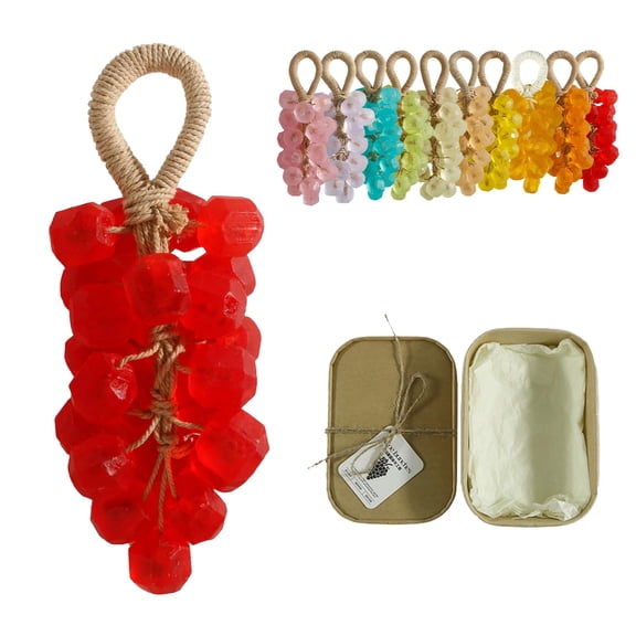 Grapes Soap on a Rope, Soap Grapes on a Rope – Handmade Grape Cluster Shaped Soap with Hanging Rope for Shower, Bathroom Decor, Natural Grape Scented