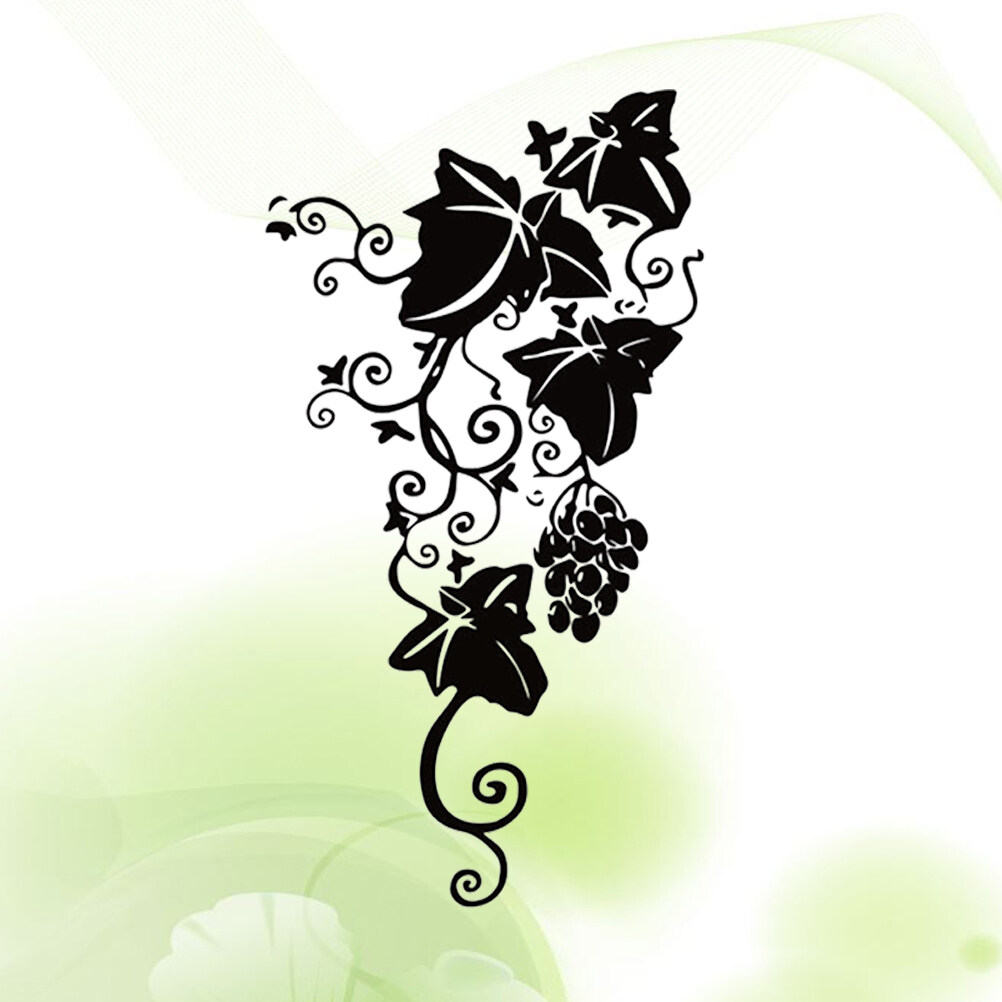 Grapes Vine Vinyl Wall Decal Sticker Peel and Stick Mural Art (Black