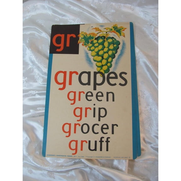 Grapes Vintage Flash Card Wall Art Print, Unframed Paper Poster 8x10in