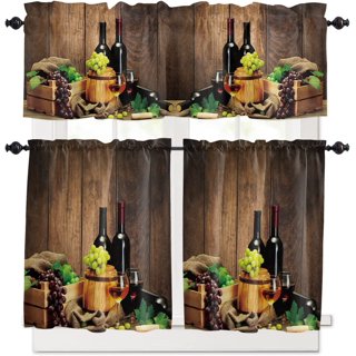 MESHELLY Rustic Wine Curtains 29W x 63H Inch Rod Pocket Farmhouse Glasses  of Red Wine Grapes on Wood…See more MESHELLY Rustic Wine Curtains 29W x 63H