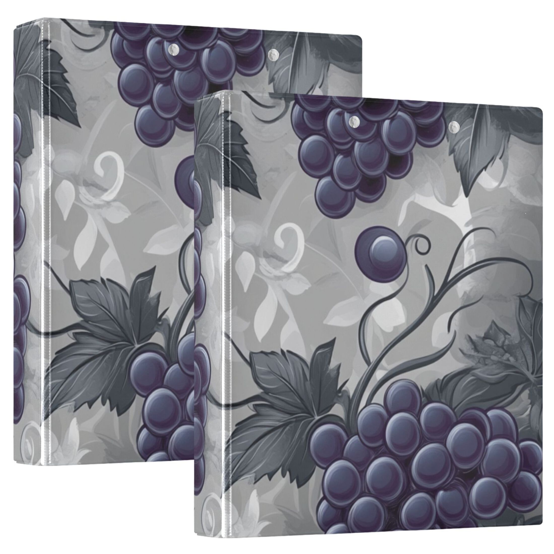 Grapes and Leaves 3 Ring Binders 1.5 inch Hardcover File Folders with Interior Pockets A4 Size Organizer for School Office Hospital