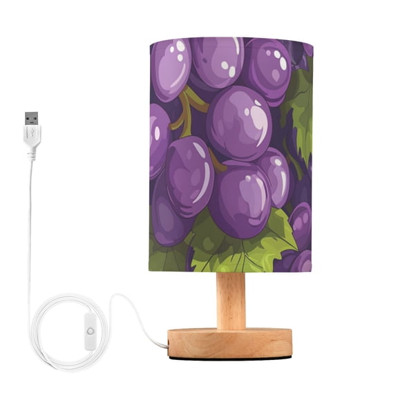 Grapes and Leaves Cartoon Table Lamp with USB Port LED Warm Light Lamp Night Light Home Decor