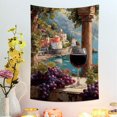 thumbnail image 1 of Grapes and Wine Red Wall Tapestry, Vintage Scenic Italian Countryside Design for Living Room and Dining Room Home Decor, 30 x 40 Inch, 1 of 6