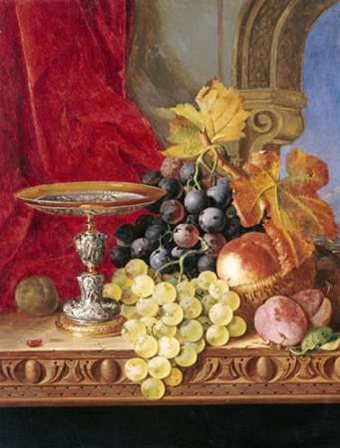 Grapes and a Peach Canvas Art - Edward Ladell (22 x 28)