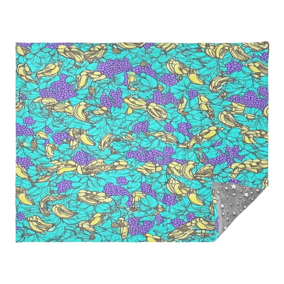 Grapes on Blue Background Camping Blankets Bed Throws and Cozy Travel Blanket Fluorescence 70x55in Double Sided