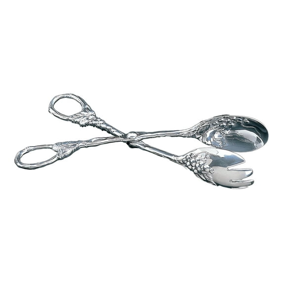 Grapes on Vine Salad Tongs Silver Polished Aluminum