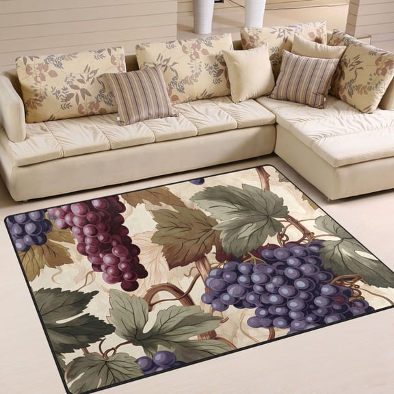 Grapes with Leaves Area Rugs Soft Non-Slip Floor Mats Large Nursery Carpets Doormat for Living Room Bedroom Hotel Decor 80"x58"