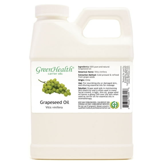 GreenHealth Grapeseed Carrier Oil White Plastic Jug with Cap 16 fl oz