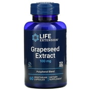 Life Extension Grapeseed Extract 100 mg - Antioxidant Plant Extracts with Vitamin C, Calcium, Grape Seed Extract, Trans-Resveratrol - Polyphenol Blend - Gluten-Free, Non-GMO - 60 Capsules