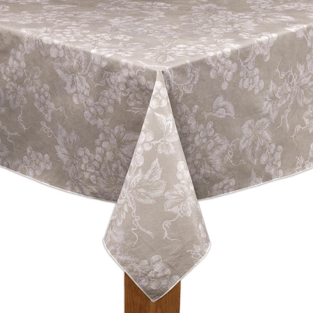 Grapevine 100% Vinyl Tablecloth 70" Round Taupe