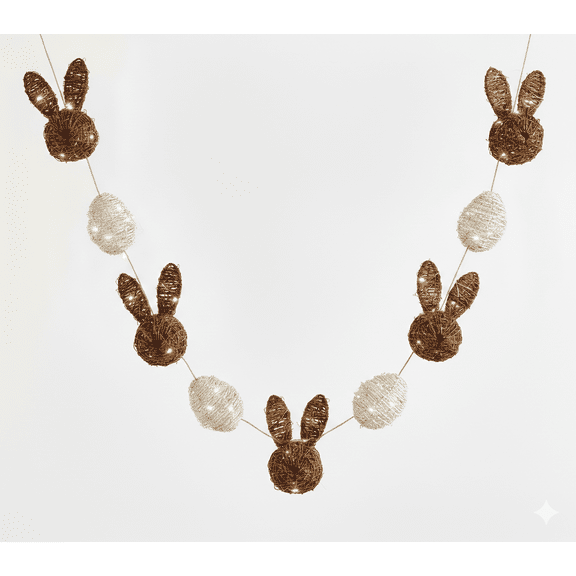 Grapevine Bunny & Egg String Light, Easter Rattan Bunny & Egg Garland, 6FT Battery Operated Spring String Lights with LED, Rustic Farmhouse Style for Easter Mantel, Table, Indoor Home Decor