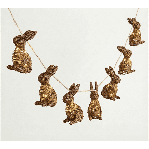Grapevine Bunny String Light, Easter Bunny Fairy String Lights Battery Operated Rabbit Decor Lights for Home, Bunny String Light Easter Rabbit Fairy Lights for Party Garden Decor（No Battery）