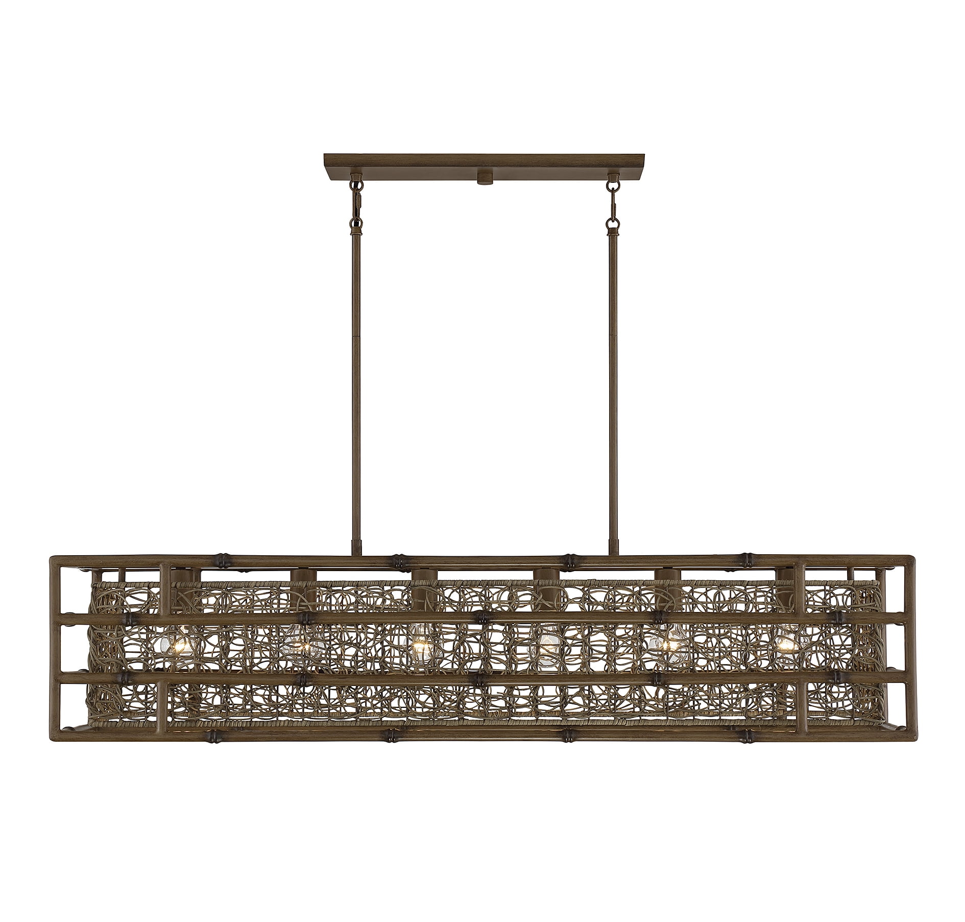 Treviso Grapevine 6-Light Linear Chandelier with Bamboo Cage