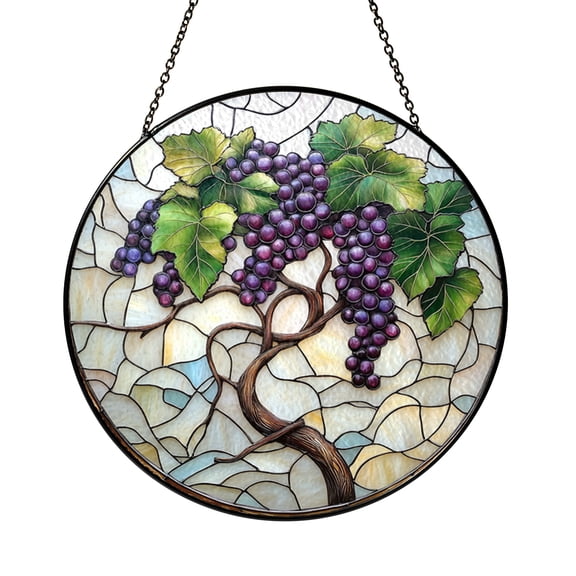Grapevine Tree Glass Suncatcher Window Decor Nature Inspired Hanging Decorative Glass Art for Interior