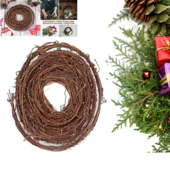 YEAHIBABY Grapevine Wreath Natural Twig Gar Brown Rattan for Wall Decoration