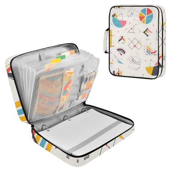 Graph Chart Mathematic Accordion File Organizer Expanding File Folder 3-Ring Binder Bag 500 Sheets A4 Size