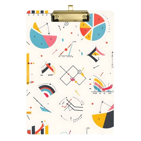 Graph Chart Mathematic Acrylic Clipboard Drawing Board Clipboard with Hook A4 Size Gold 12.5" x 9"