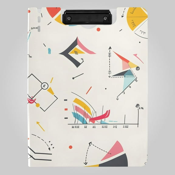 Graph Chart Mathematic Foldable Binder Folder Clipboard with Pen Slot Double Clips A4 Size File Storage