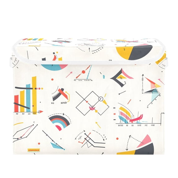 Graph Chart Mathematic Foldable Storage Bin with Lid and Handle Collapsible Storage Box 16.5 x 12.6 x 11.8 inches