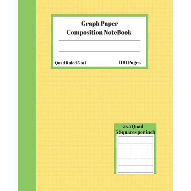 Graph Composition Notebook 5 Squares per inch 5x5 Quad Ruled 5 to 1 100