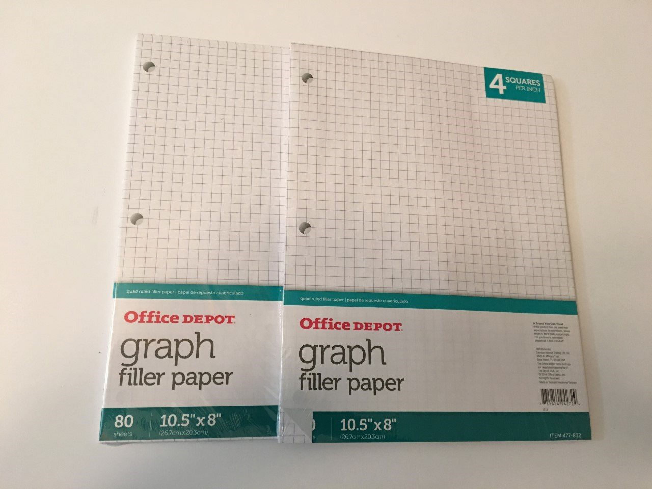 Graph Filler Paper 4x4 Ruled 2 Pack of 80 Sheets Each