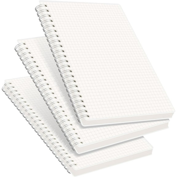 Graph Grid Paper Notebook, 3-Pack, 160 Pages per Pack, A5 Medium Size (5.7'' 8.3''), 100 GSM Thick Paper, Spiral-bound, Flexible Plastic Cover, for Students, Homework, Math, Engineering