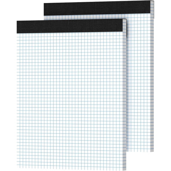 Graph Paper 8.5 X 11, 2 Pack, 4x4 Quad Ruled, Grid Paper Pad 8-1/2" X 11.75", Grid Pad 8.5 X 11.75, Engineering Notebook, Easy Tears Off, White 70 Gsm Graft Paper