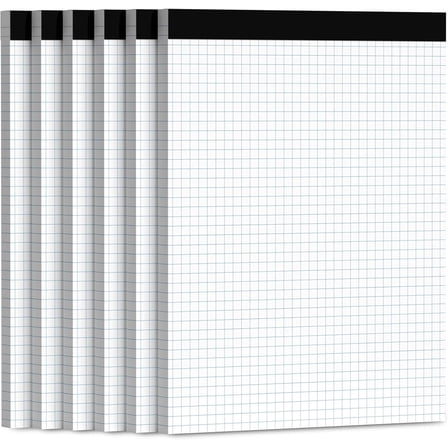 Graph Paper 8.5 x 11, 6 Pack, 4x4 Graph Ruled, Grid Paper 8-1/2 x 11, Blueprint Quadrille Pad 8.5'' x 11'', Easy Tear Off Graph Paper Pad White Grid Notebook, White Draft Paper 30 Sheets/Pad