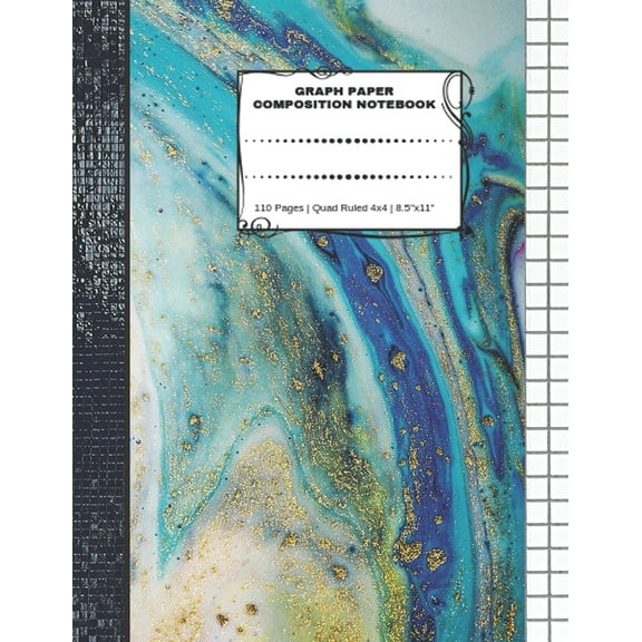 Graph Paper Composition Notebook: 110 Pages - Quad Ruled 4x4 - 8.5" x 11" Marble Large Notebook with Grid Paper - Math Notebook For Students, (Paperback)