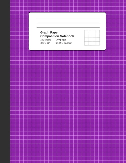 Graph Paper Composition Notebook : Purple, Grid Paper Notebook, Quad Ruled,  4 Square Per Inch (4x4), 100 Sheets, 200 pages (Large, 8.5 x 11)  (Paperback) 