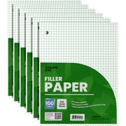 E-Clips USA 100-Sheet Graph Paper 4 x 4 Quad-Ruled Loose Leaf Paper, 6-Pack