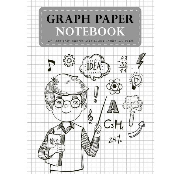 Graph Paper Notebook 1/4 Inch Gray Squares Size 8.5x11 Inches 120 Pages: Composition Notebook Blank Quad Ruled Student Teacher School Home Office Supp