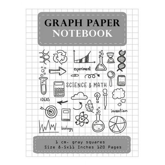 Graph Paper Notebook 1 CM. Gray Squares Size 8.5x11 Inches 120 Pages: Composition Notebook Blank Quad Ruled Student Teacher School Home Office Supplie