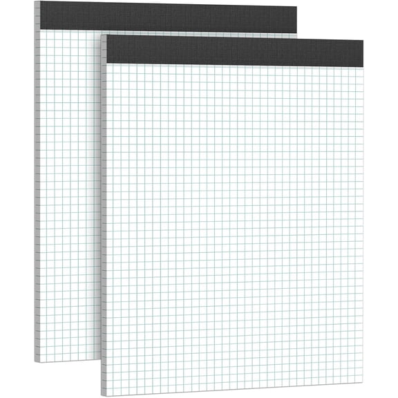 Graph Paper Notebook 8.5 x 11 Grid Paper Pad Quad Ruled, 2 Pack, 30 Sheets pad