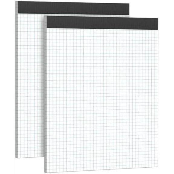 Graph Paper Notebook 8.5 x 11 Grid Paper Pad Quad Ruled, 2 Pack, 30 Sheets per Pad, White, 4x4 (4 Squares per inch), Easy-Tear Perforations, 8.5"x11" Quad Ruled Grid Paper Pad