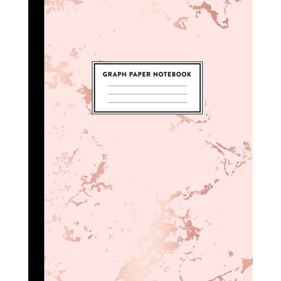 Graph Paper Notebook: Beautiful Pink Marble and Rose Gold 8 x 10 inches - 5 x 5 Squares per inch, Quad Ruled Cute Graph Paper Composition Notebook for Children, Kids, Girls, Teens and Students (Math a