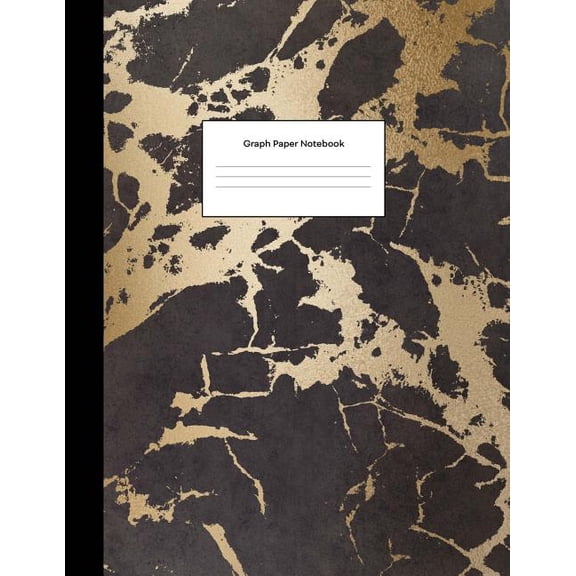 Graph Paper Notebook: Gold Black Marble Math Composition Book Quad Ruled 1/4 inch (.25") Squares Graphing Paper for School Students Large, 8.5 x 11 in (Paperback)