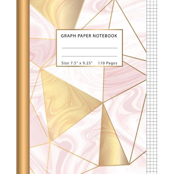 Composition Graph Paper Notebook: Graph Paper Notebook: Marble Golden Lines, 110 Pages Graph Paper, 7.5" x 9.25", Squared Graphing Paper, Quad Ruled 5x5, Composition Notebook for College Students, Sci