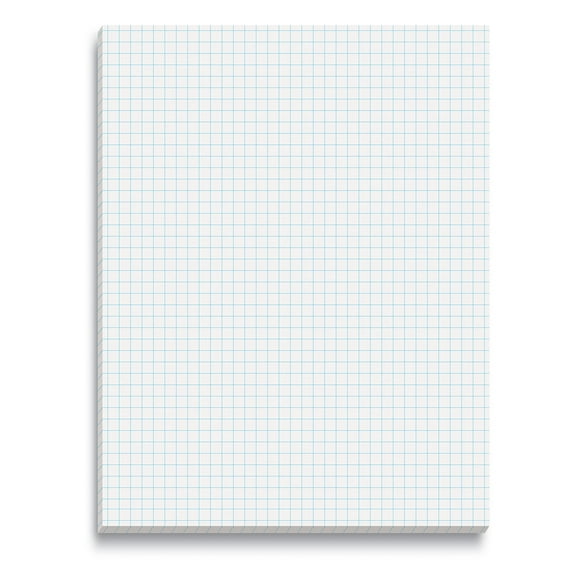 Graph Paper Pad, 8.5" x 11", 50 Sheets, Double Sided, White, 4x4 Blue Quad Rule, Easy Tear, Grid Paper, Graph Paper by Better Office Products
