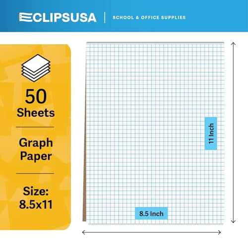 Graph Paper Pad, Graph Paper Notebook, 4 x 4 An Inch Quad Ruled Graph Paper Pad, Graph Paper Pads 8.5 x 11, Drafting Paper, 50 Sheets Per Pad (48 Pack)